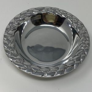 Hacienda Real Mexican Pewter Bowl 9" Across Braided Edge Design Hand Polished